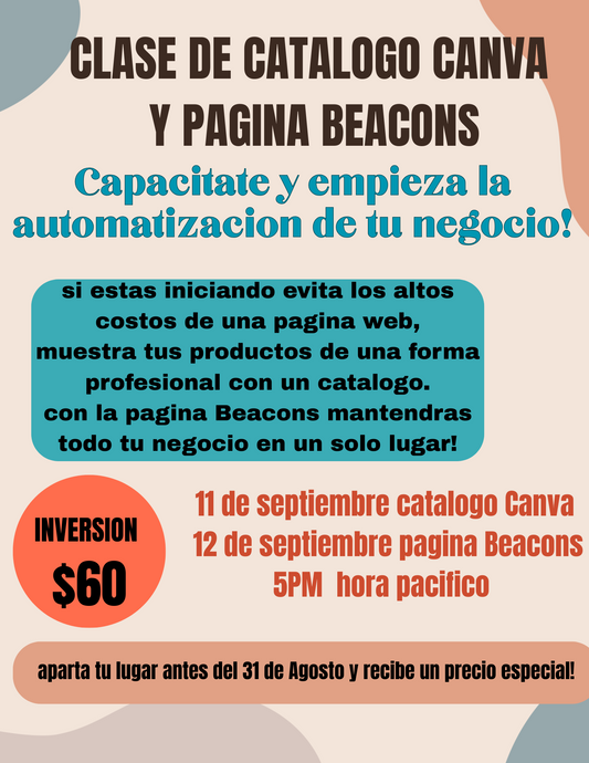 CLASE DE CATALOGO CANVA Y PAGINA BEACONS