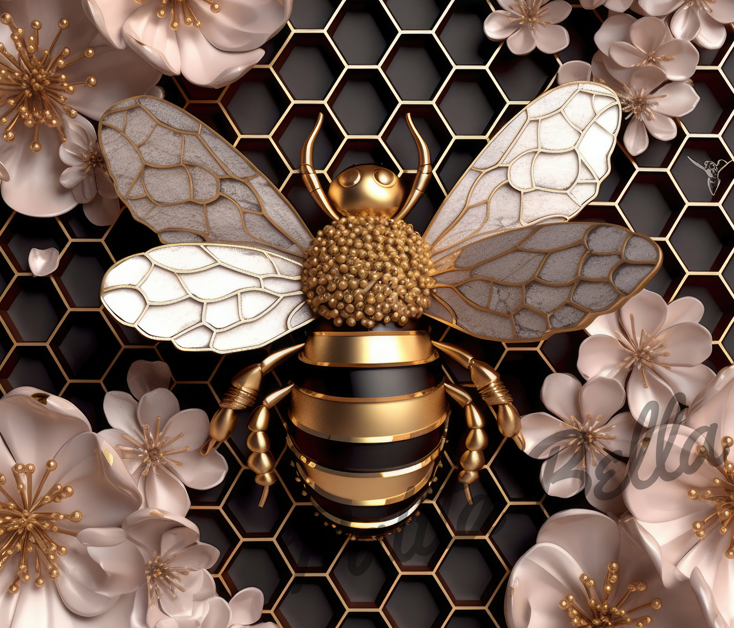 T154 Abeja Oro Y Negro transfer para sublimar tumbler de 20oz