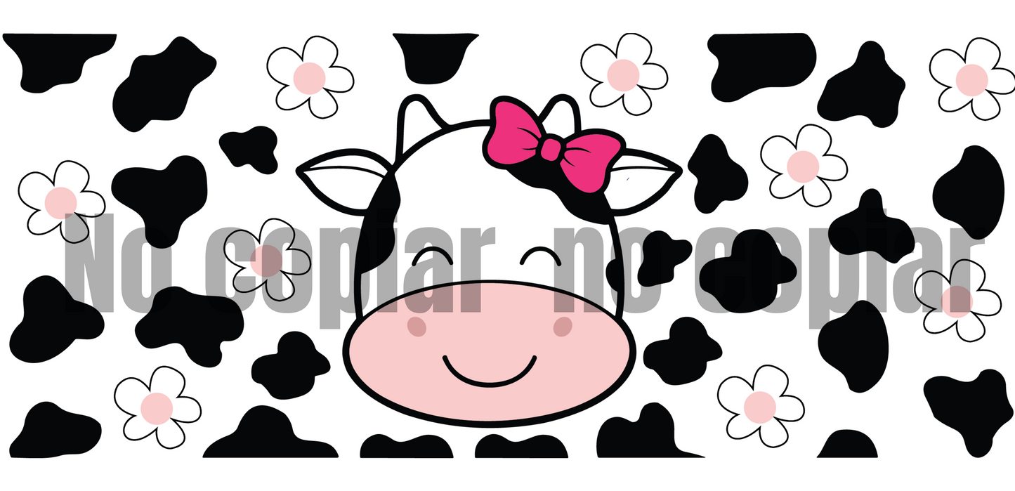 Q52 VAQUITA MOÑO  STICKER DE VINIL DE VASO 16 OZ