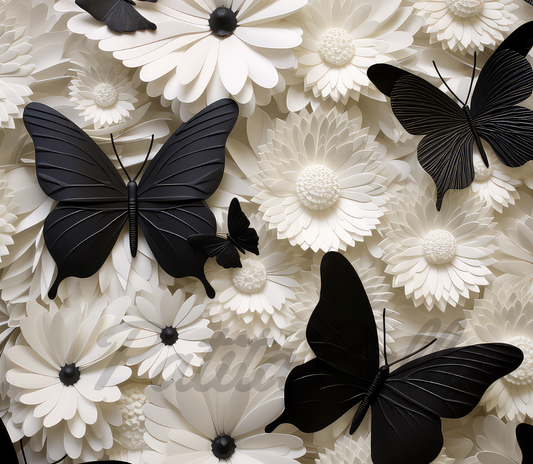 B369 Mariposa Blancas Y Negras vinil para termo/vaso de 20oz
