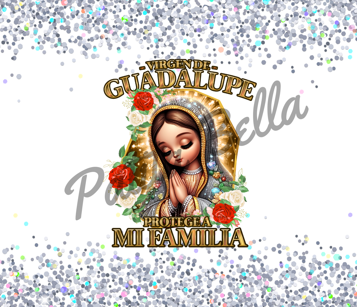 B268 Guadalupe Protege Mi Familia vinil para termo/vaso de 20oz