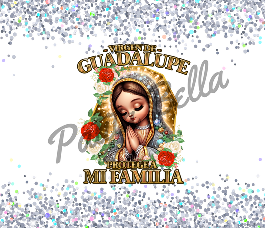 B268 Guadalupe Protege Mi Familia vinil para termo/vaso de 20oz