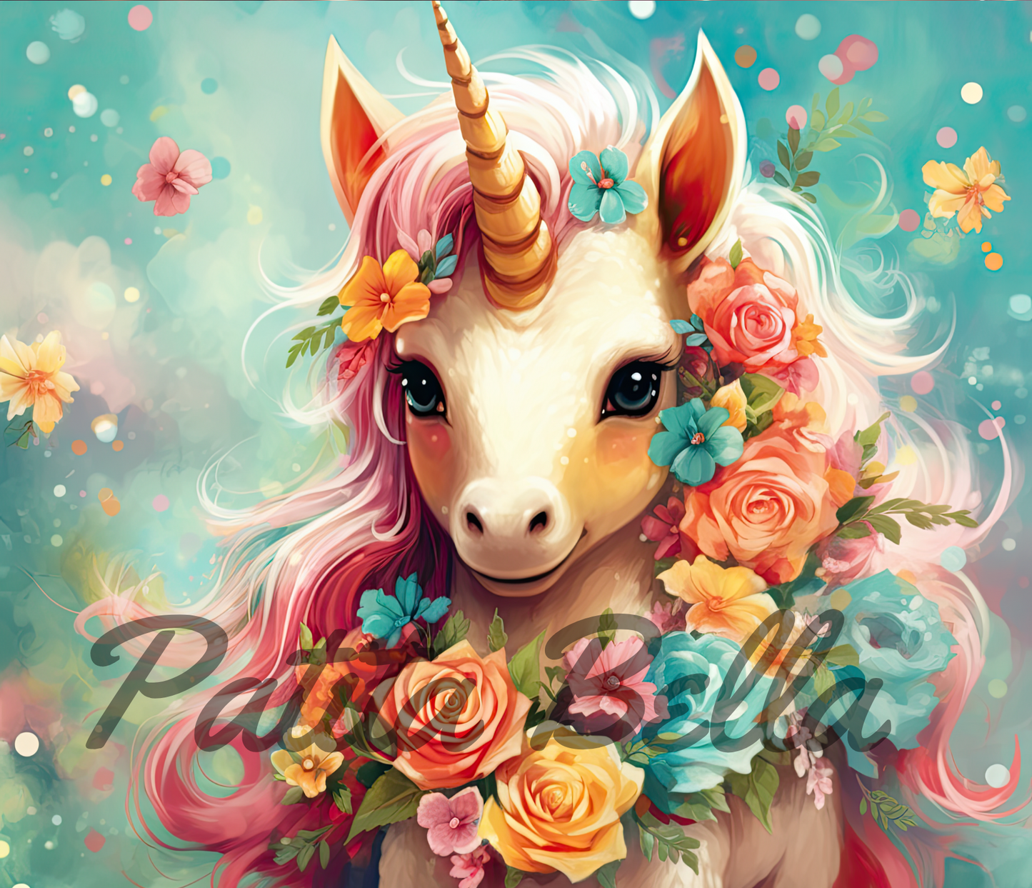 T238 Unicornia Rosas Transfer Sublimar Para Tumbler/Termos de 20oz