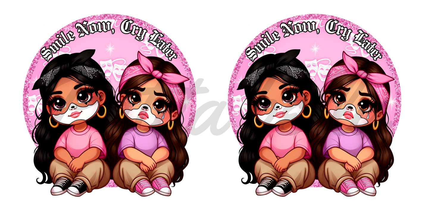 Q35 Chicana Amigas sticker vinil de vaso cristal 16oz