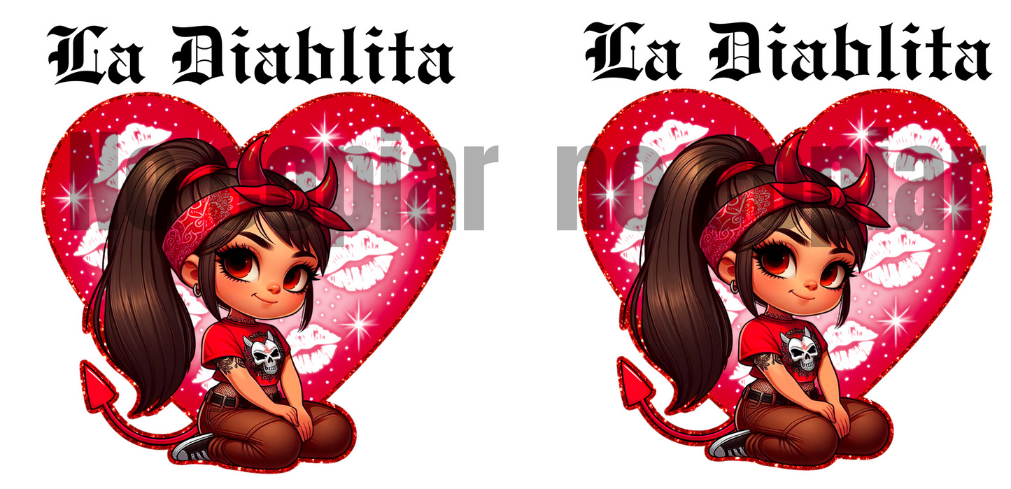 Q58 LA DIABLITA  STICKER DE VINIL DE VASO 16 OZ