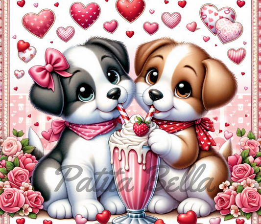 T323 Valtines Perrito Transfer Sublimar Para Tumbler/Termos de 20oz