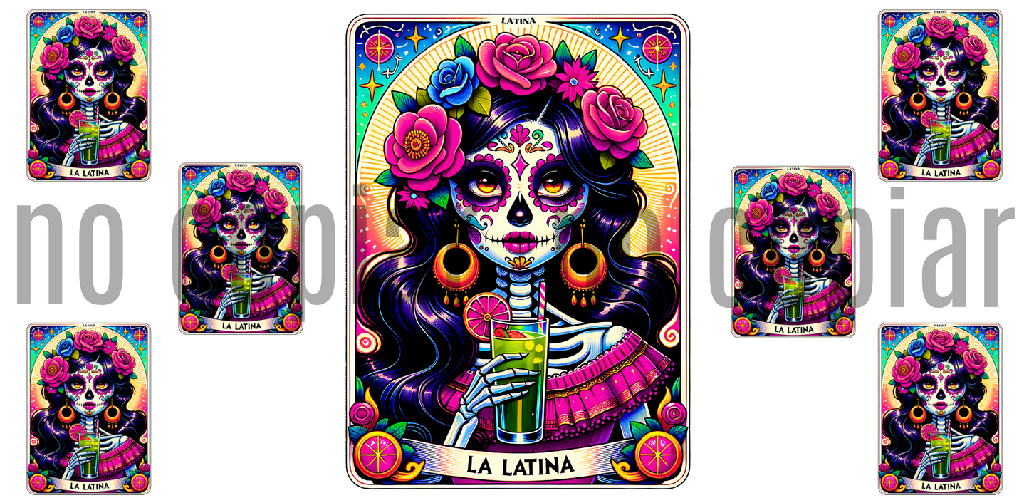 L92 CATRINA LATINA transfer para sublimacion vaso cristal 16oz