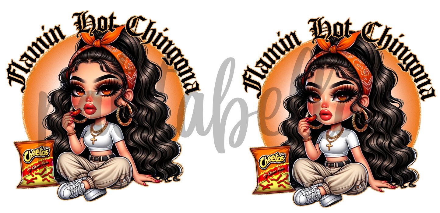 Q68 Flamin Hot Chingona sticker de vinil para vaso de 16 oz