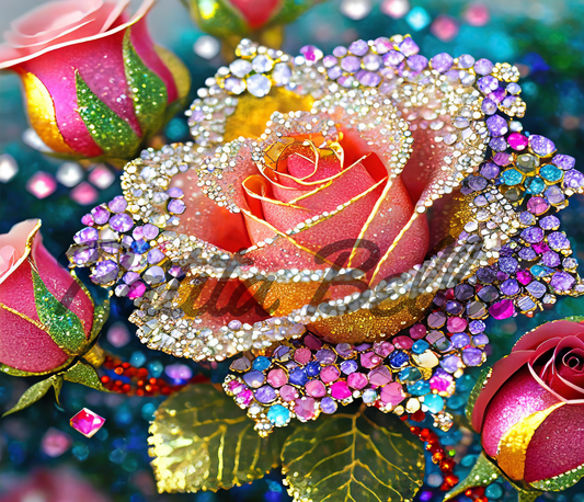 T248 Rosa Bling Cristal Transfer Sublimar Para Tumbler/Termos de 20oz