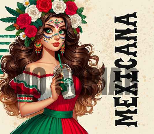 T361 Mexicana caffe  transfer para sublimacion tumbler de 20 oz