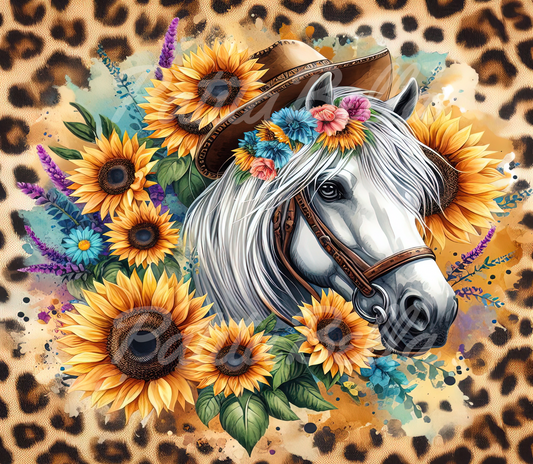 T312 Girasol Caballo transfer para sublimacion tumbler de 20oz