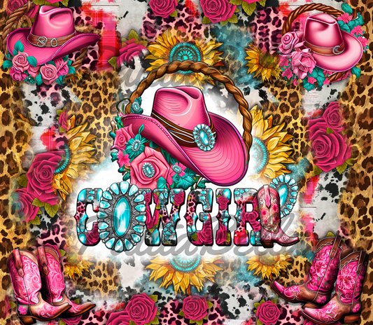 T314 Vaquera Rosita transfer para sublimacion tumbler de 20oz