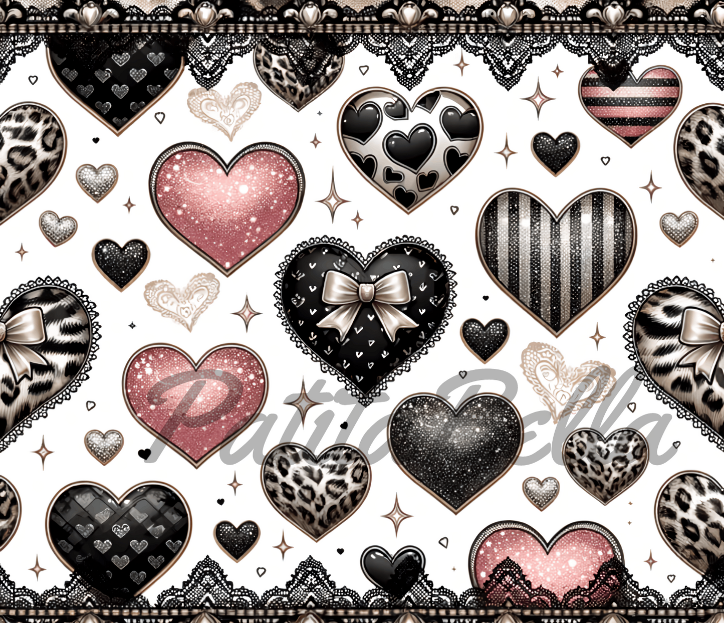 B299 Corazon Negro Valentine vinil para termo/vaso de 20oz