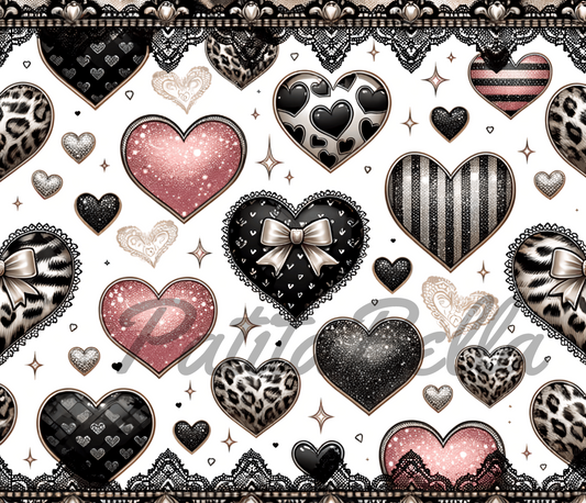 B299 Corazon Negro Valentine vinil para termo/vaso de 20oz