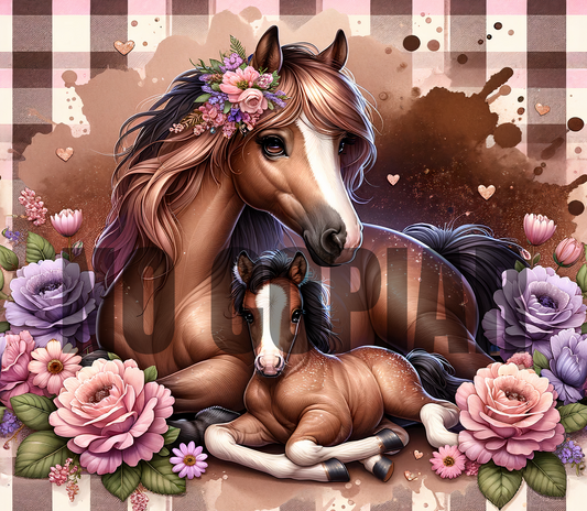 T382 Caballo Chocolate transfer para sublimar tumbler de 20 oz