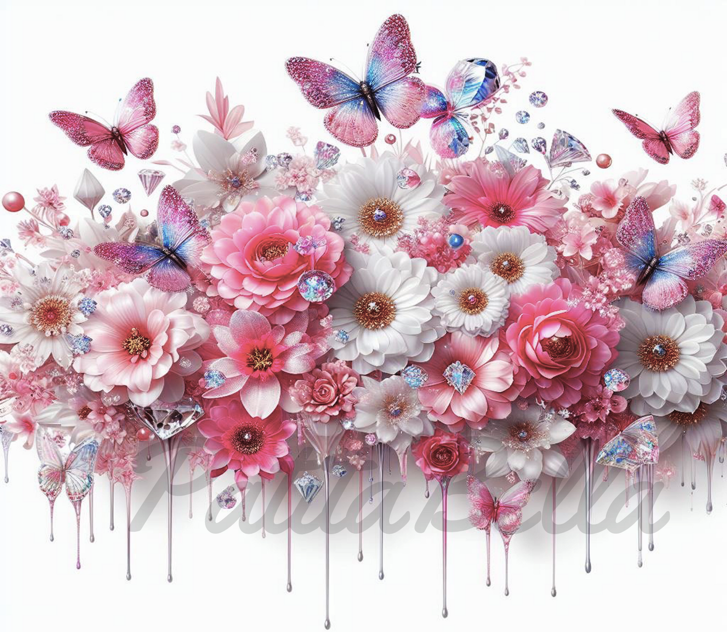 B362 Flores Crystal vinil para termo/vaso de 20oz