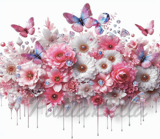 B362 Flores Crystal vinil para termo/vaso de 20oz