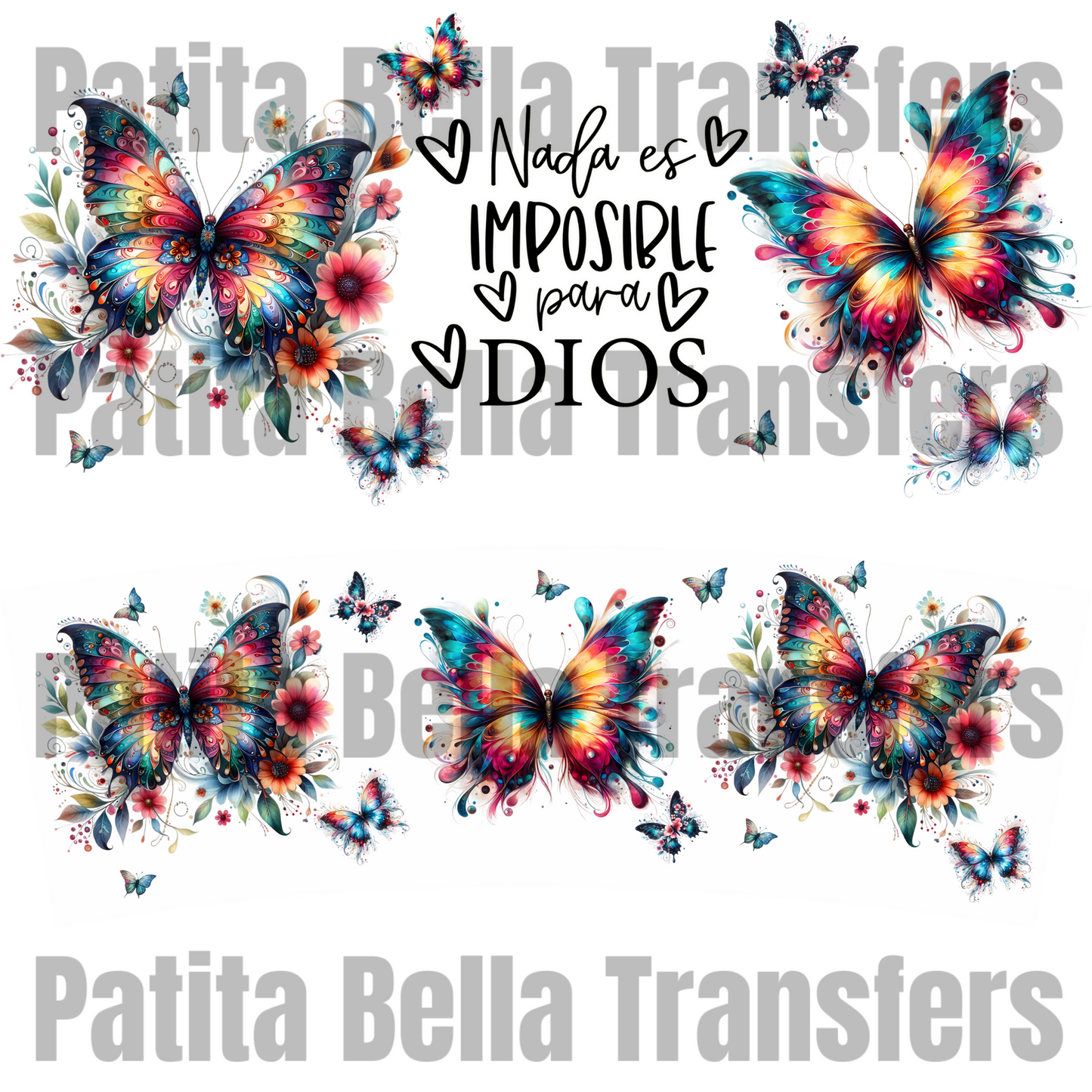 H62 Mariposas transfer para sublimacion tumbler de 40oz