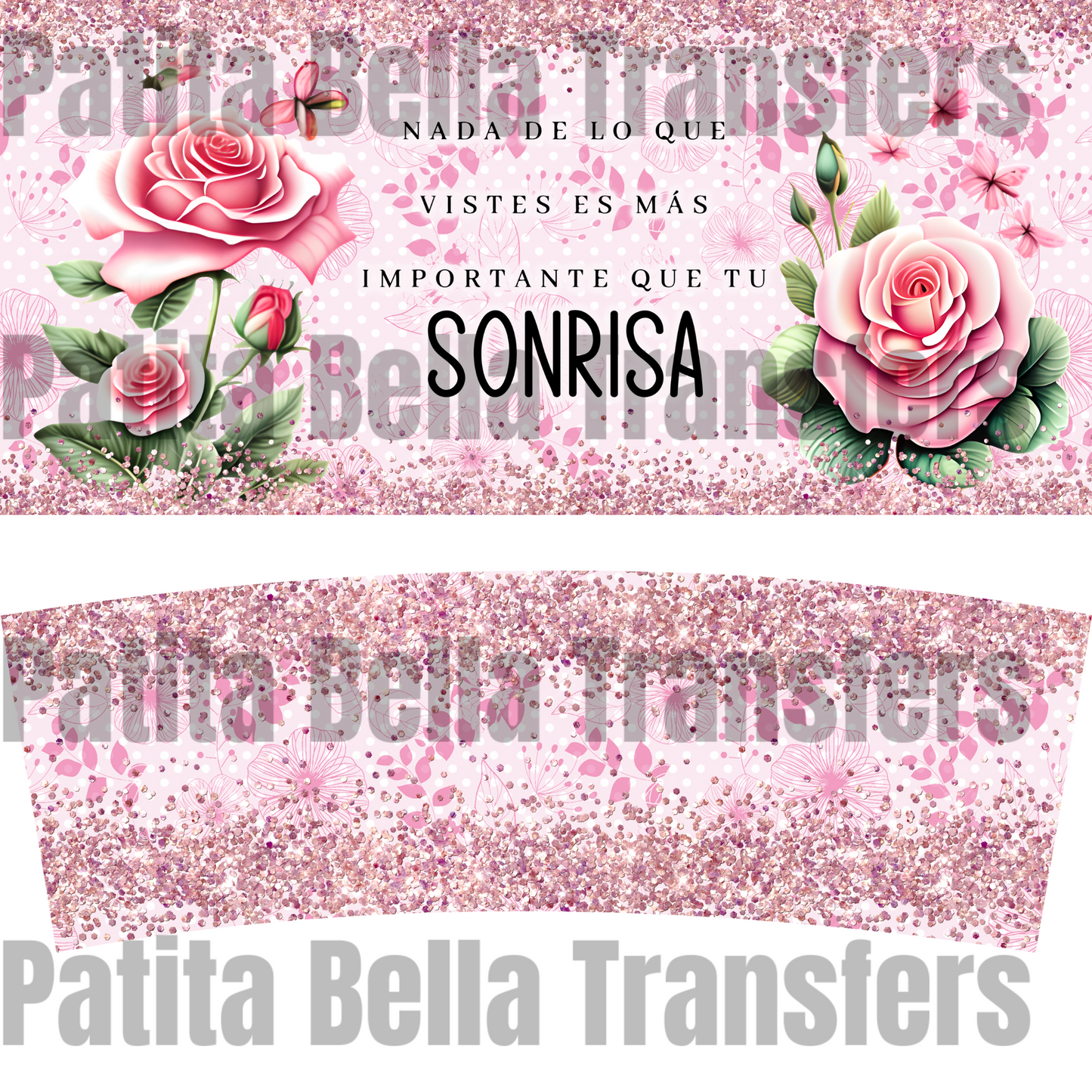 H64 Rosas transfer para sublimacion tumbler de 40oz