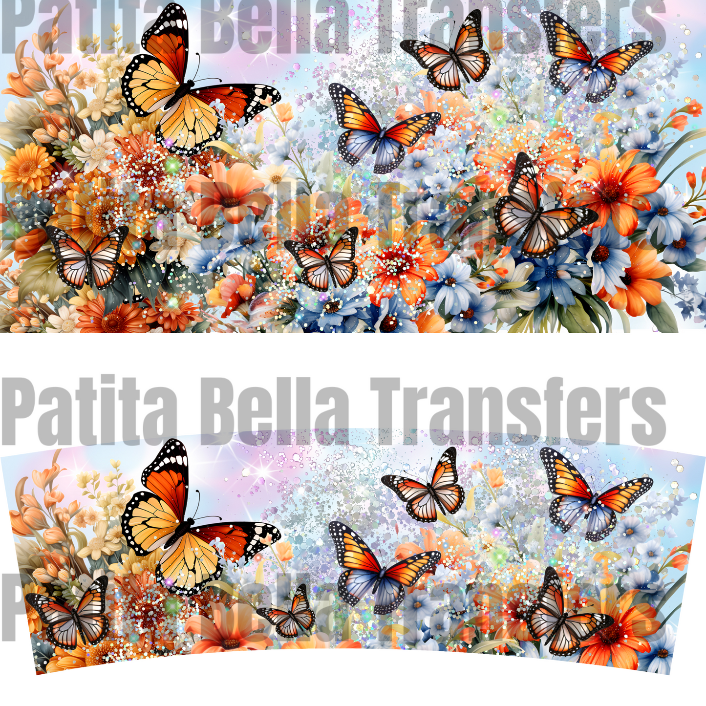 H66 Mariposas transfer para sublimacion tumbler de 40oz