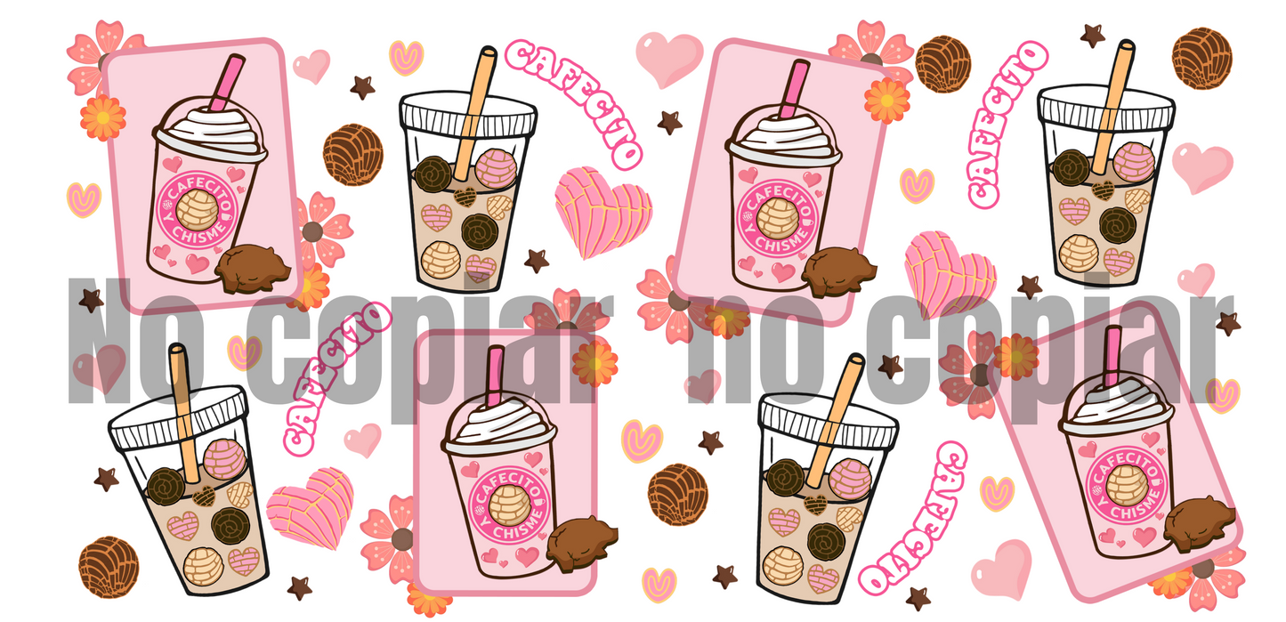 Q49 CAFECITO FRAPPE  STICKER DE VINIL DE VASO 16 OZ