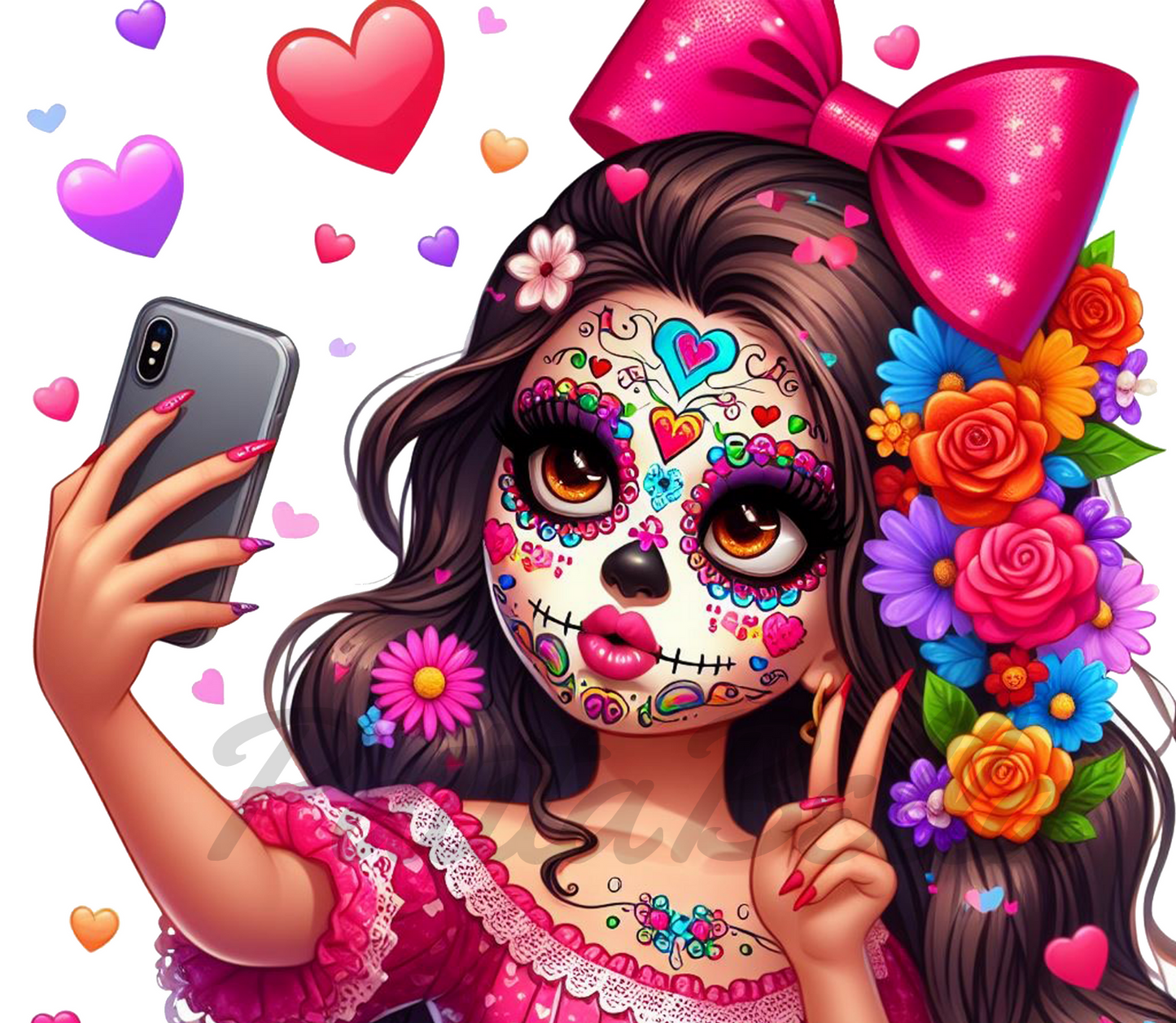 B363 Catrina Selfie vinil para termo/vaso de 20oz