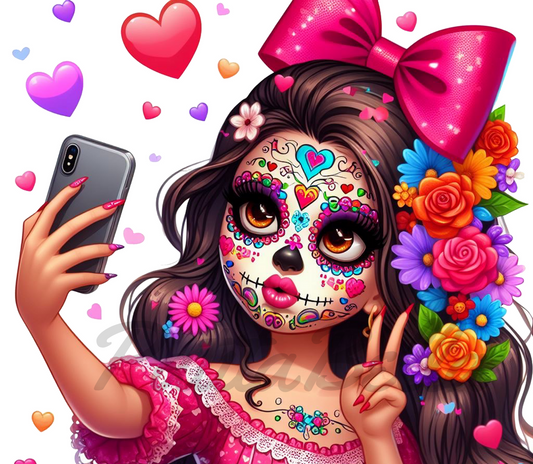 B363 Catrina Selfie vinil para termo/vaso de 20oz