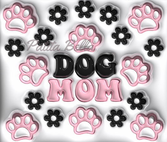 T187 DOG MOM 3D PUFF transfer para sublimar tumbler de 20 onzas