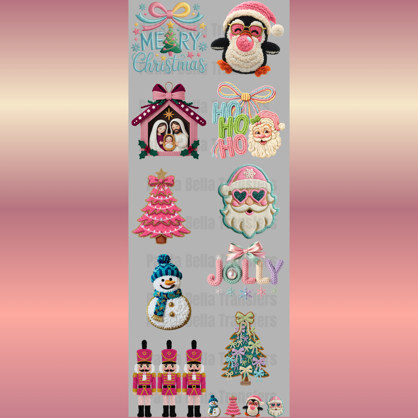 G61 CHRISTMAS PASTEL  DTF Gang Sheet