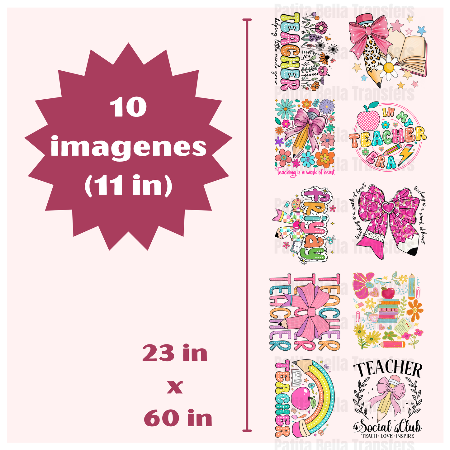 G12 Teacher Hot Peel DTF Gang Sheet