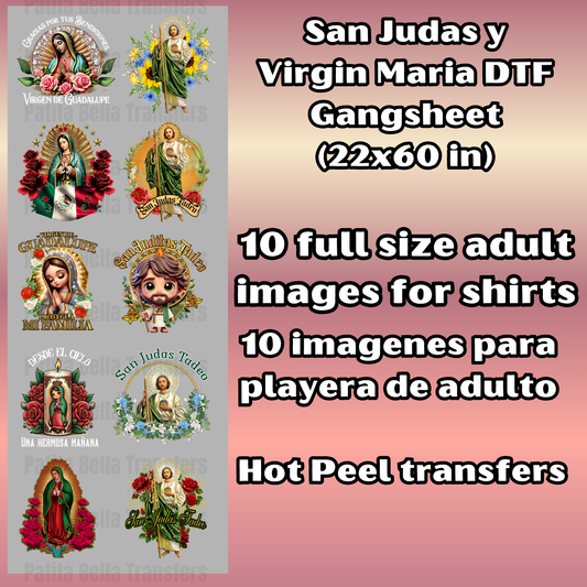 G33 San Judas Y Virgencita Hot Peel DTF Gang Sheet