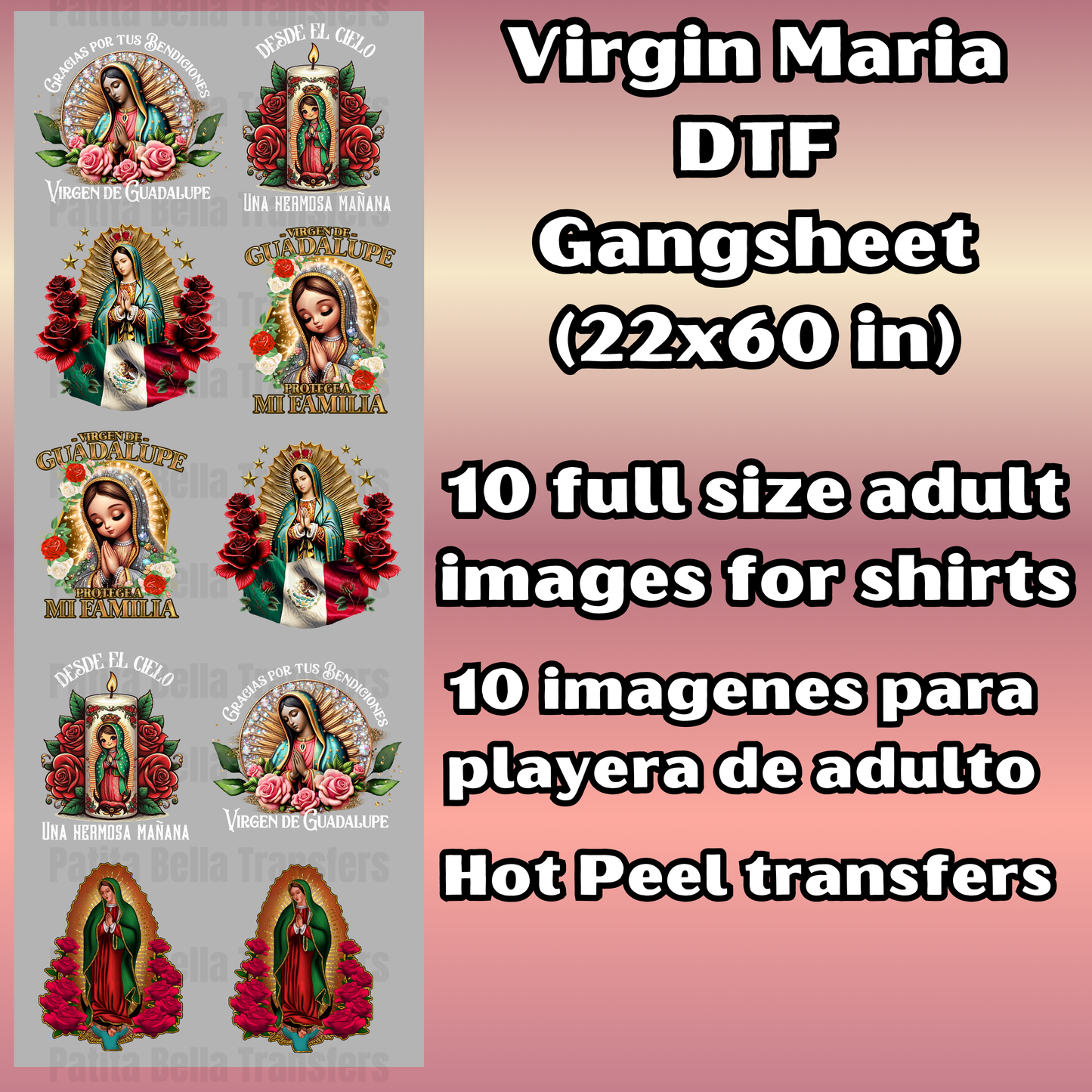 G34 La Virgen Maria Hot Peel DTF Gang Sheet