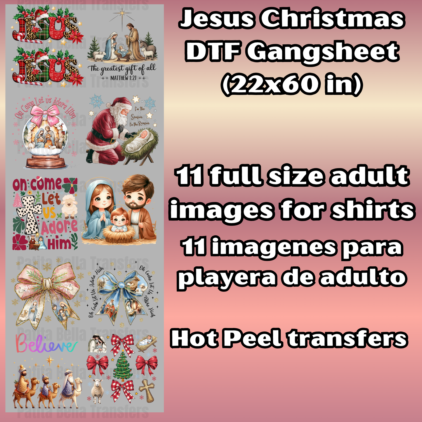 G38 Navidad Religioso Hot Peel DTF Gang Sheet