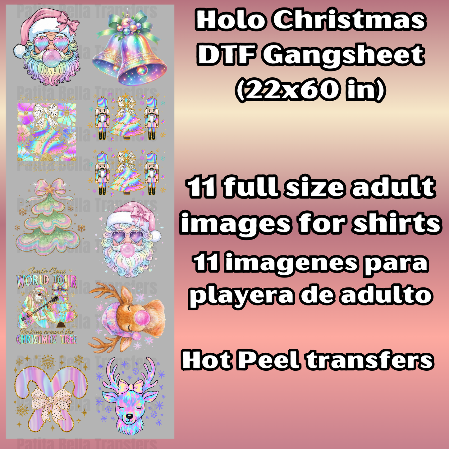 G42 Holo Navidad Hot Peel DTF Gang Sheet