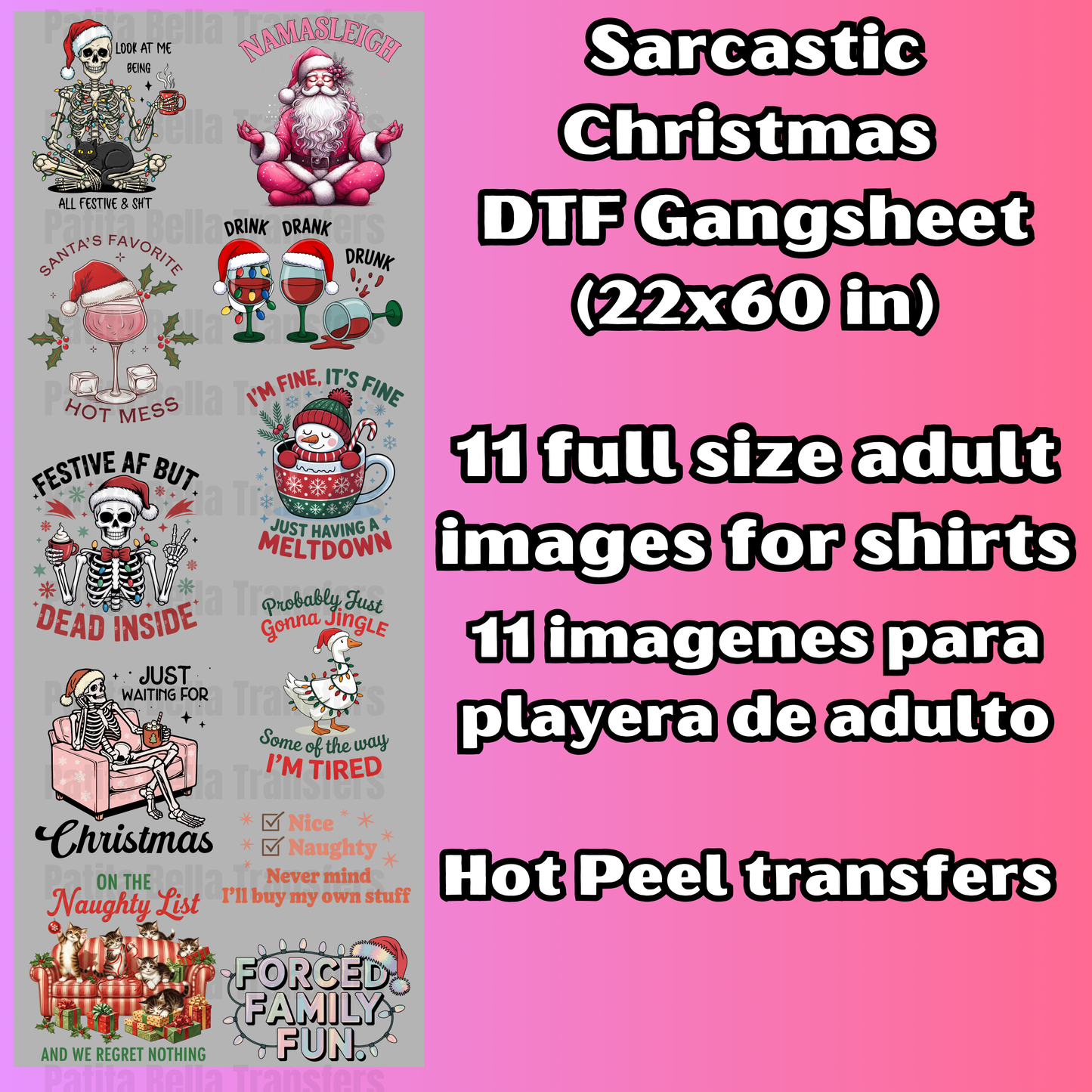 G55 Navidad Funny Hot Peel DTF Gang Sheet