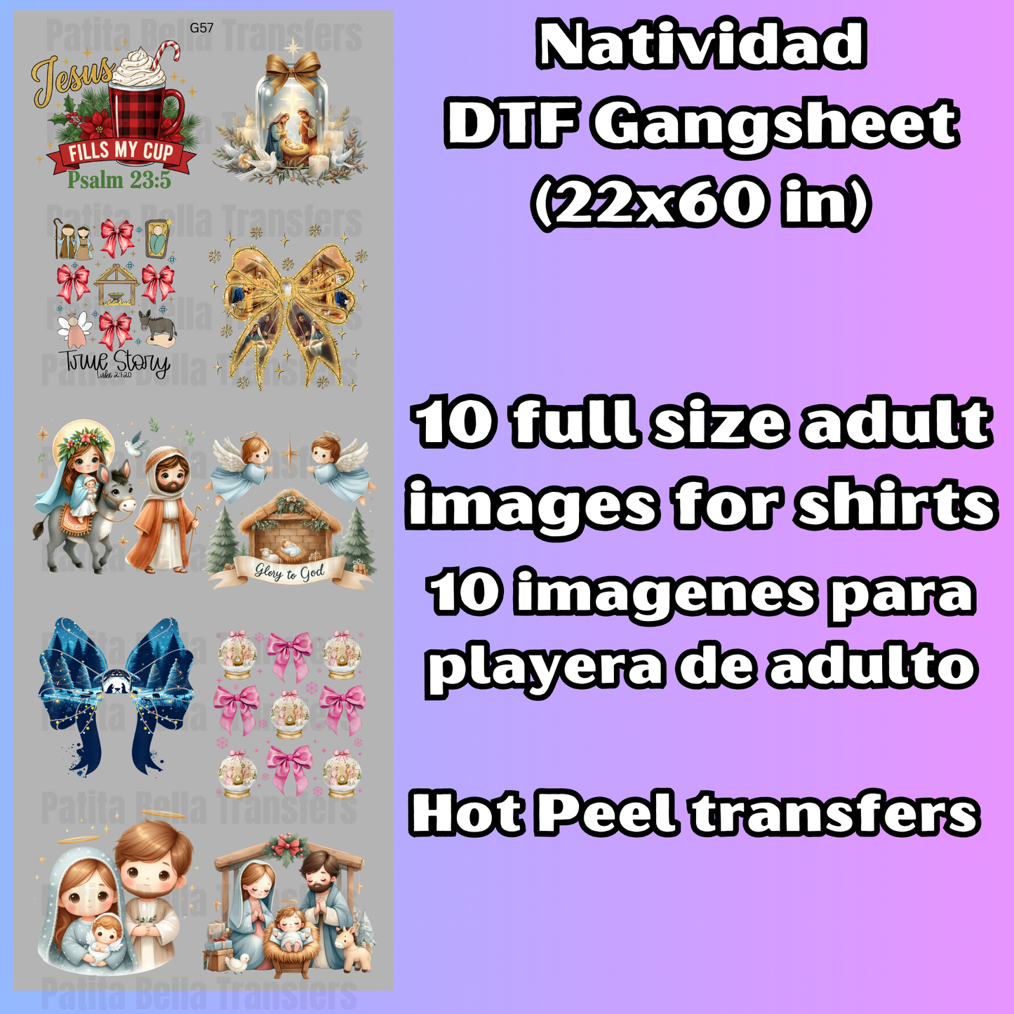 G57 Natividad Hot Peel DTF Gang Sheet