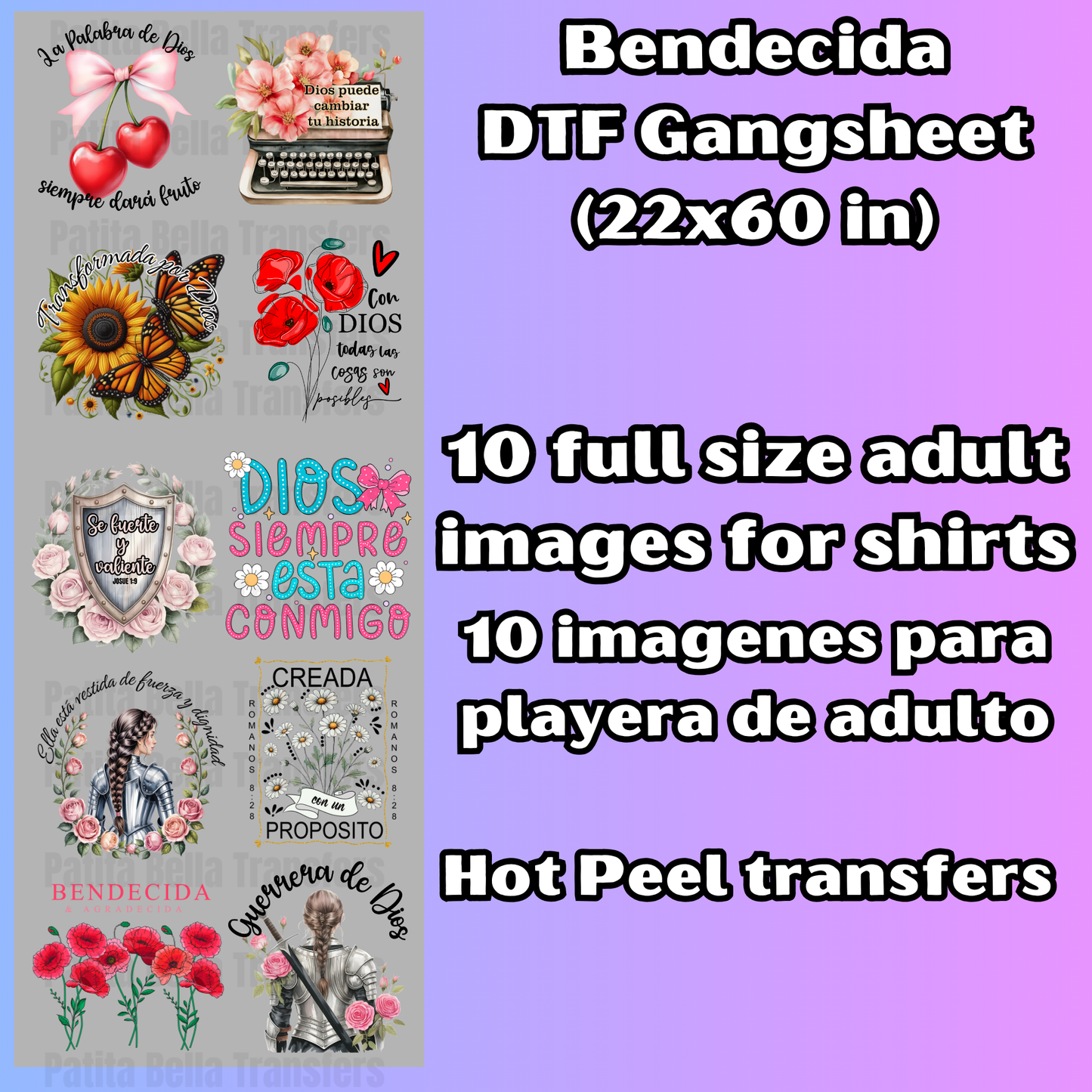 G59 Bendecida Hot Peel DTF Gang Sheet