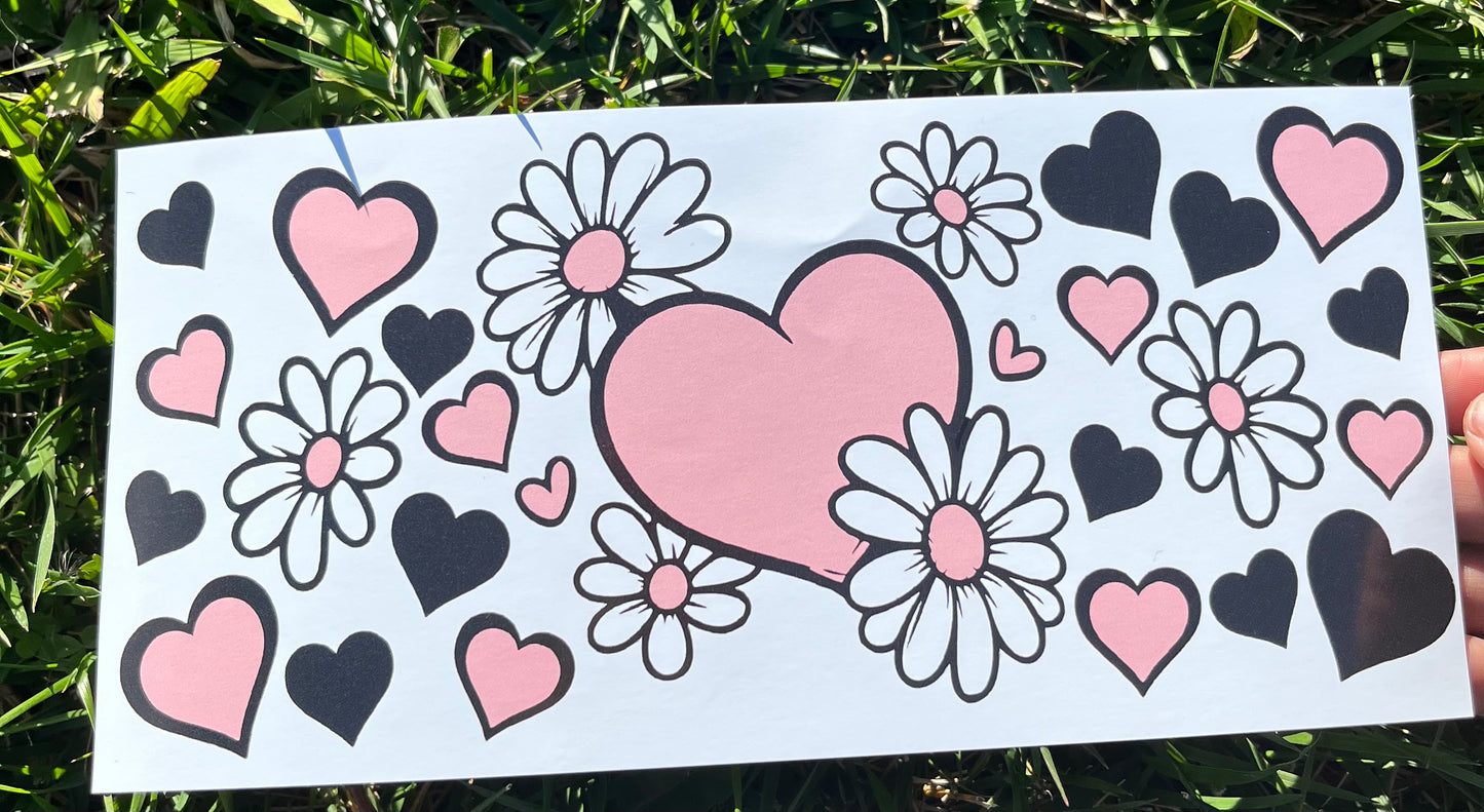 Q54 CORAZON  STICKER DE VINIL DE VASO 16 OZ