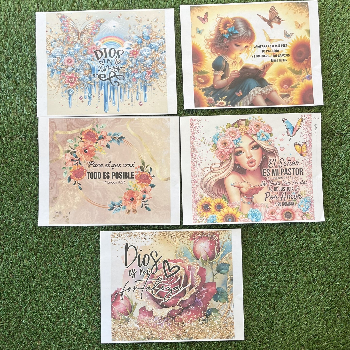 PT5 Paquete de 10 pcs (2 de cada diseño) / sublimacion transfers para tumbler 20oz
