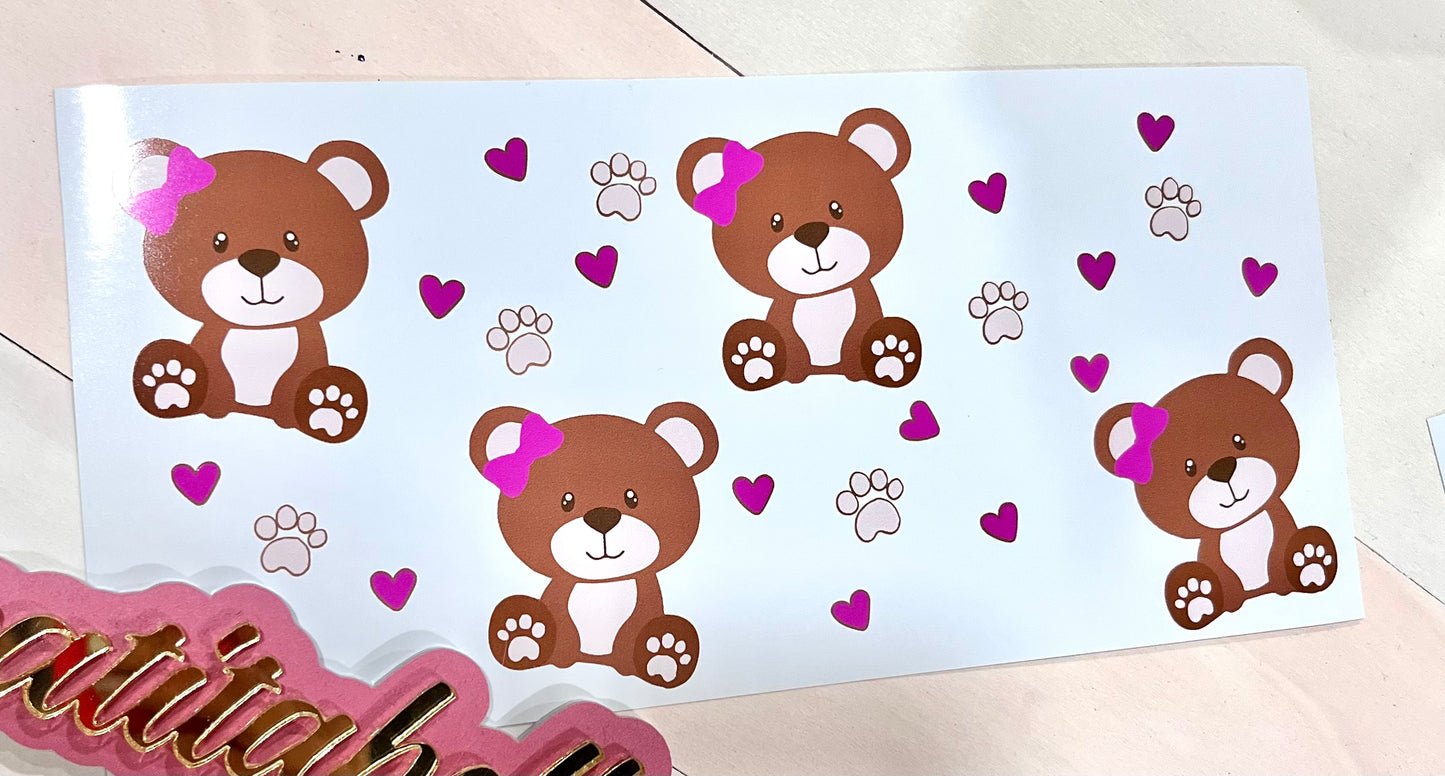 Q41 Osito  sticker vinil de vaso cristal 16oz