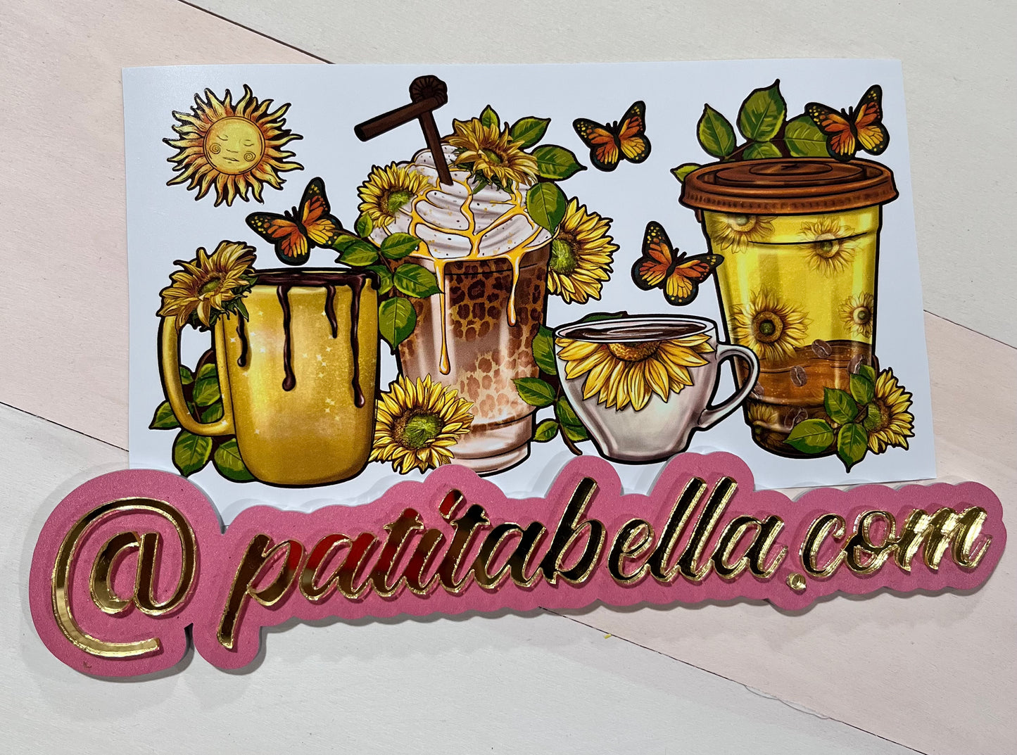 Q44 Frappe Miel sticker vinil de vaso cristal 16oz