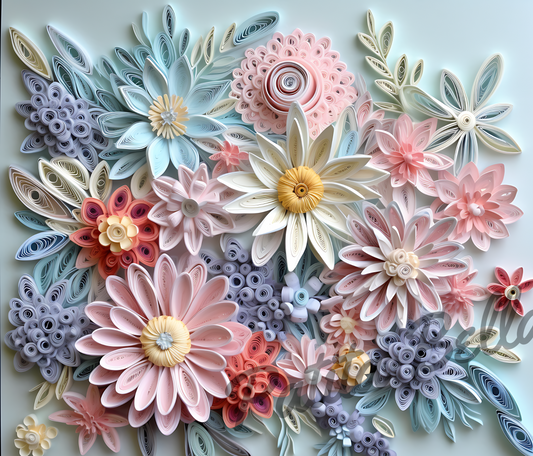 B157 Flores Pastel Vinil Para Tumbler/termo 20oz