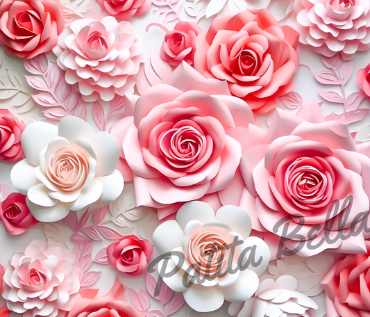 B158 Flores Rositas Vinil Para Tumbler/termo 20oz