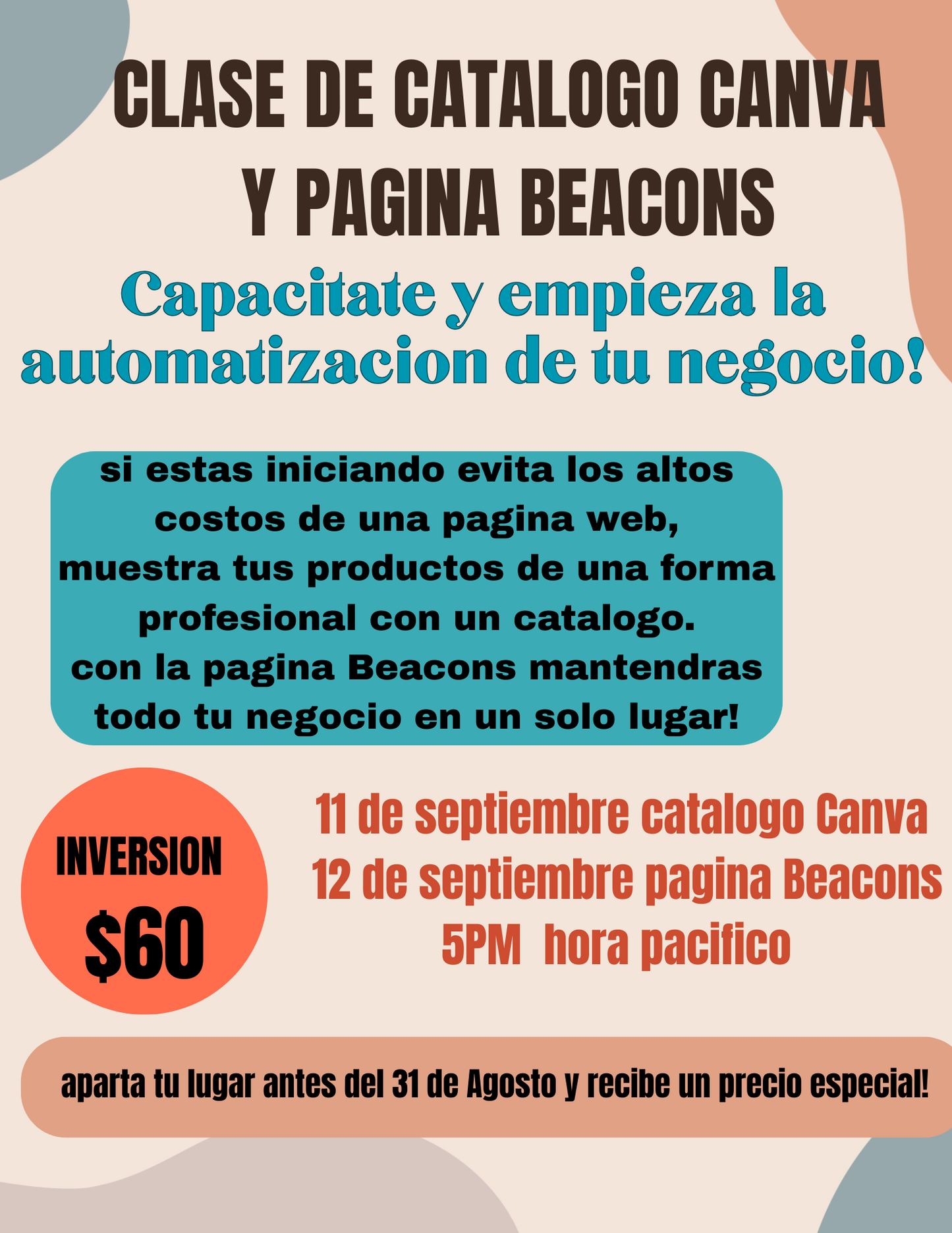 CLASE DE CATALOGO CANVA Y PAGINA BEACONS