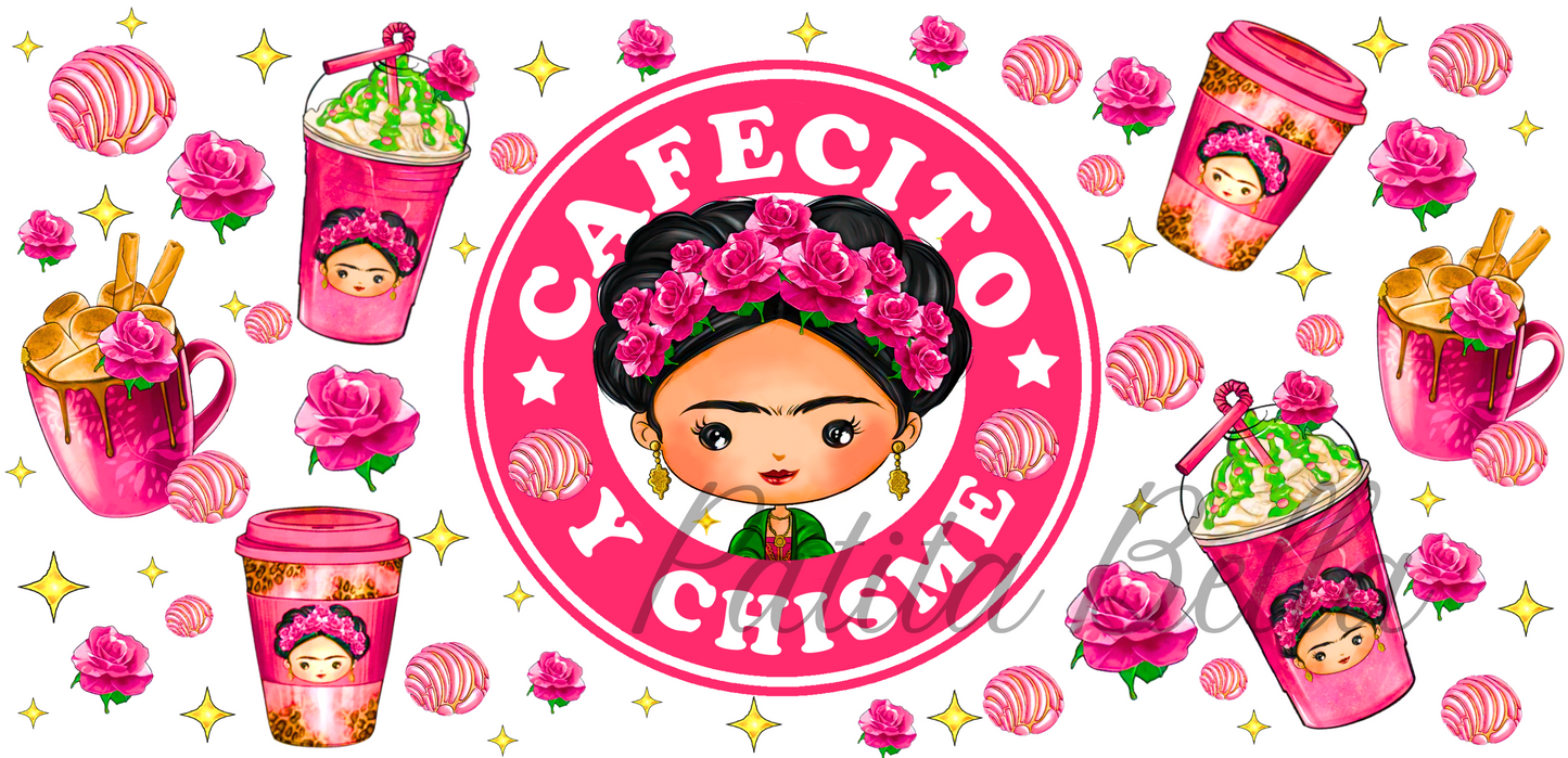 L93 Frida Cafecito transfer para sublimar cristal libbey