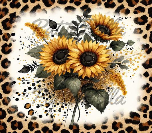 B150 Girasol Cheetah vinil para tumbler de 20 oz