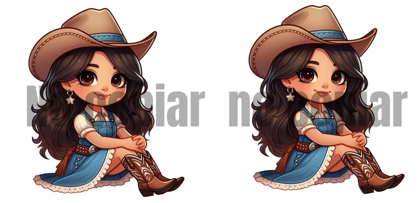 Q55 VAQUERA BRUNETTE  STICKER DE VINIL DE VASO 16 OZ