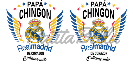 C174 Papa Chingon Real Madrid transfer sublimacion para taza