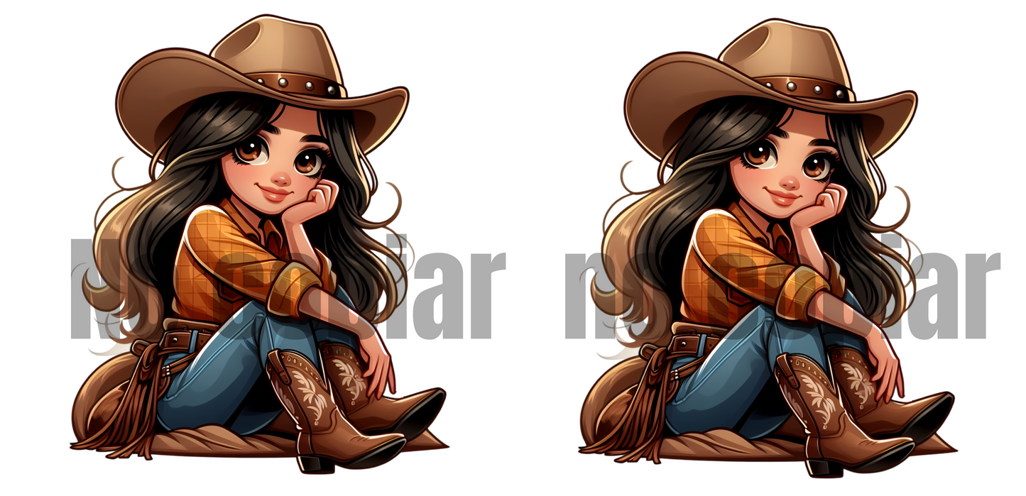 Q56 COWGIRL BOTAS  STICKER DE VINIL DE VASO 16 OZ