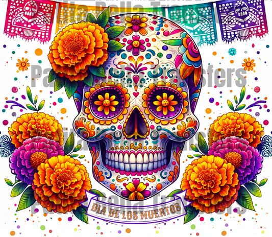 T254 Catrina Dia De Los Muertos transfer para sublimacion tumbler de 20oz